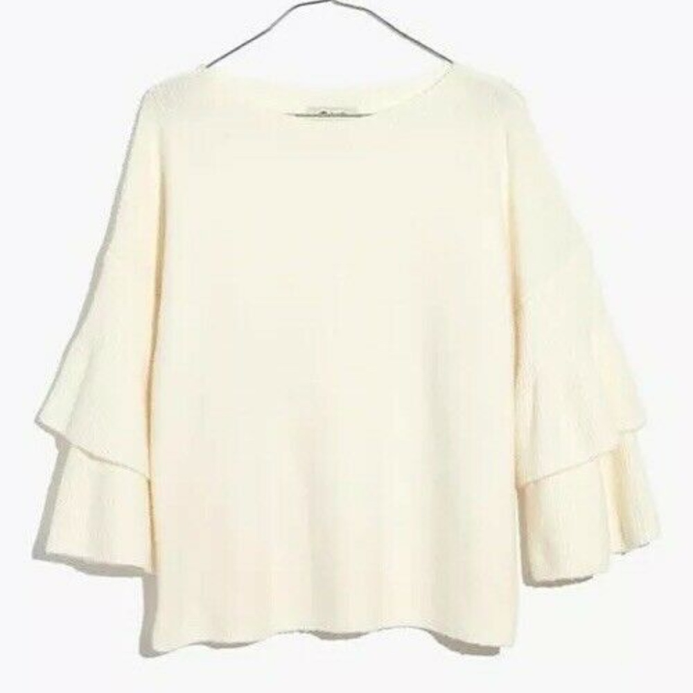 Madewell Tier-Sleeve Pullover Sweater Coziest Yarn